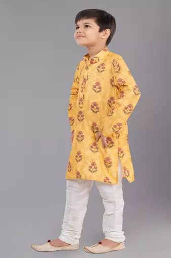 Printed Cotton Kurta Pyjama Set For Boy's