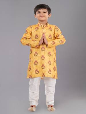 Printed Cotton Kurta Pyjama Set For Boy's 3