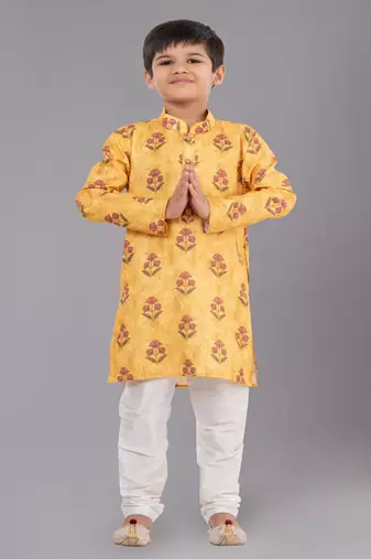 Printed Cotton Kurta Pyjama Set For Boy's