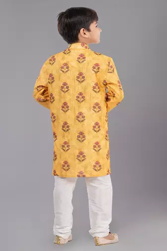 Printed Cotton Kurta Pyjama Set For Boy's