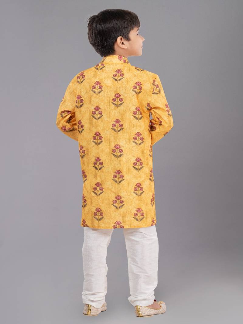 Printed Cotton Kurta Pyjama Set For Boy's