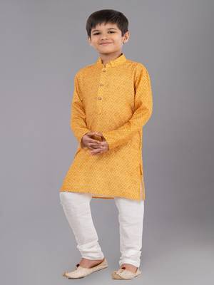 Printed Cotton Kurta Pyjama Set For Boy's 1