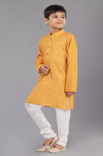 Printed Cotton Kurta Pyjama Set For Boy's