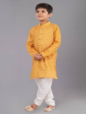 Printed Cotton Kurta Pyjama Set For Boy's 3