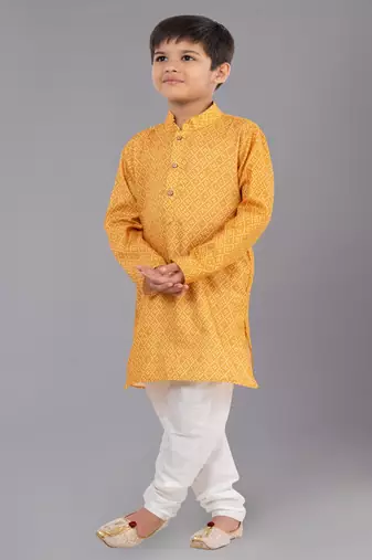 Printed Cotton Kurta Pyjama Set For Boy's