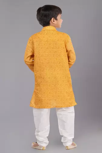 Printed Cotton Kurta Pyjama Set For Boy's