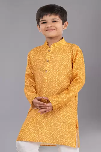 Printed Cotton Kurta Pyjama Set For Boy's
