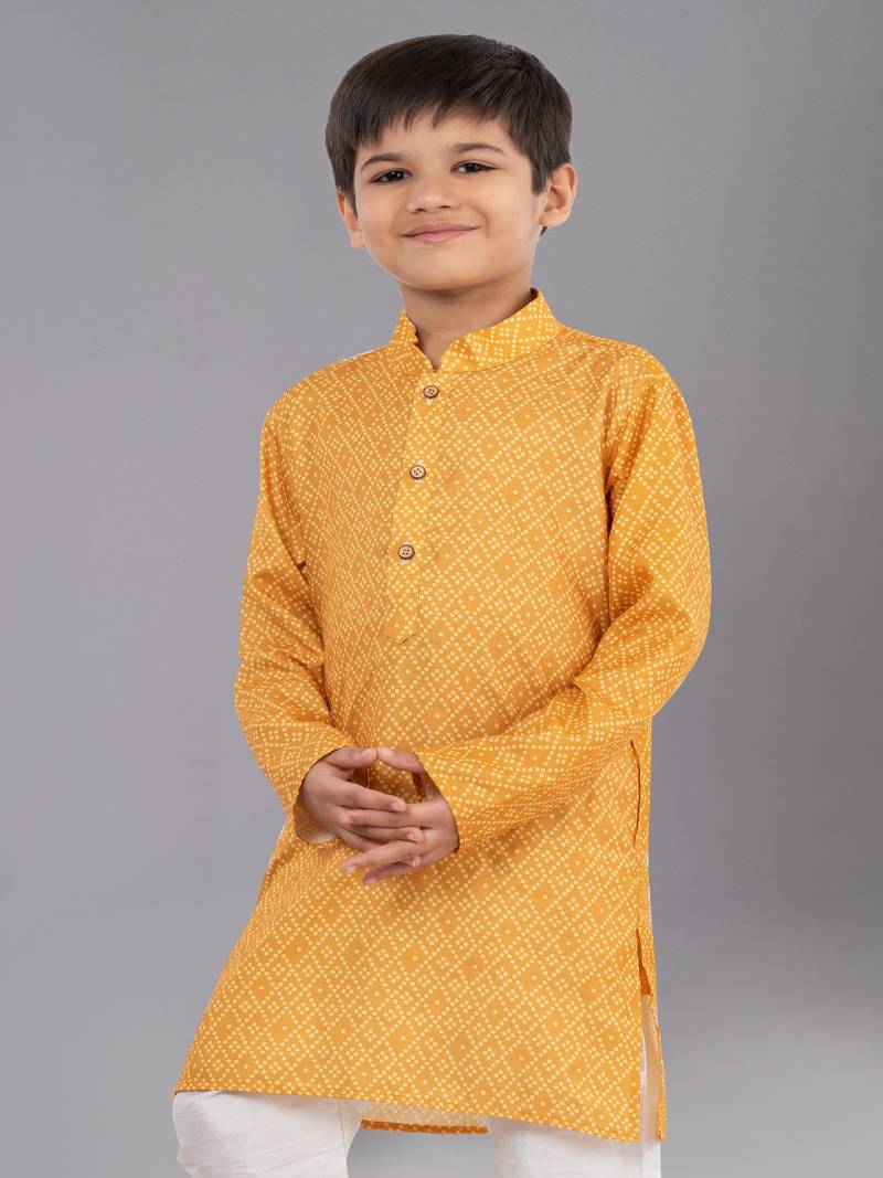 Printed Cotton Kurta Pyjama Set For Boy's