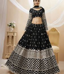 black sequins georgette lehenga set choli with dupatta with dupatta