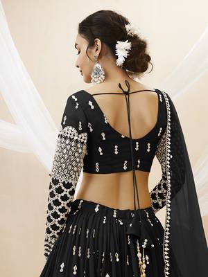 black sequins georgette lehenga set choli with dupatta with dupatta 9