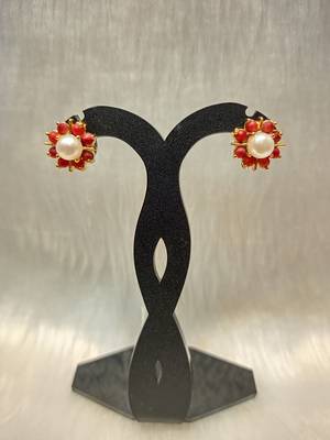 Mannat raj pearls and jewellers hyderabadi unique corals studs 1