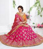 Trendmalls  Pink Silk Embroidered Jacquard Work Party Wear Saree With Blouse