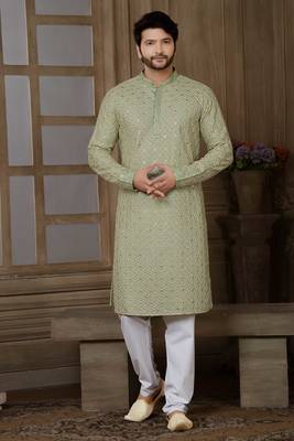 Arruga stylish embroidery gold sequins kurta pajama 1