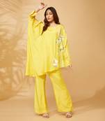 Yellow one side assymetric kaftan co ord set