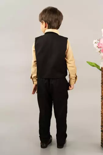 Black embroidery boota waist coat set