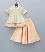 Peach and aqua green sharara set