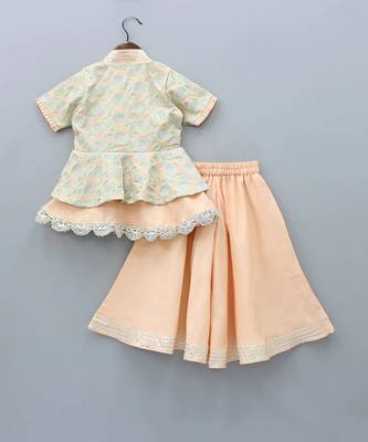 Peach and aqua green sharara set 2