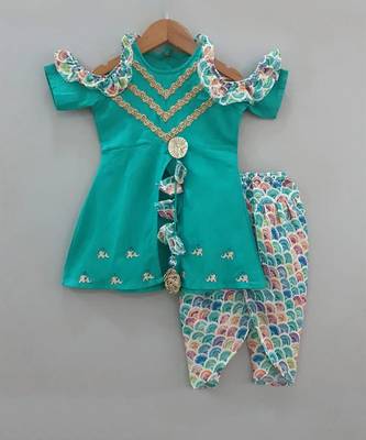 Peacork green dhoti pant set 1
