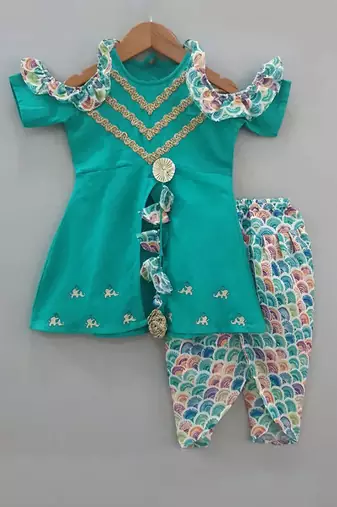 Peacork green dhoti pant set