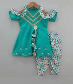 Peacork green dhoti pant set