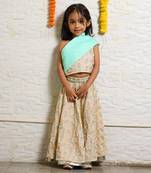 Peach and aqua green ghagara set