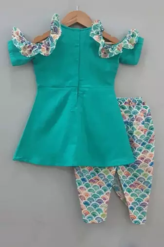 Peacork green dhoti pant set