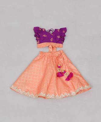 Purple & peach honey bee print ghagara set 1