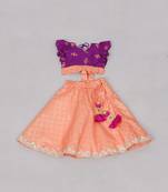 Purple & peach honey bee print ghagara set