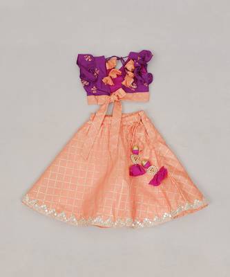 Purple & peach honey bee print ghagara set 2