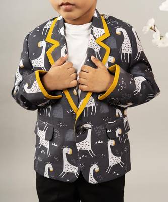 Black giraffe printed blazer 3