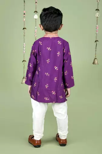 Purple honey bee printed purple kurta set