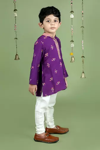 Purple honey bee printed purple kurta set
