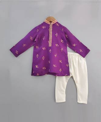 Purple honey bee printed purple kurta set 4
