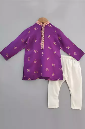 Purple honey bee printed purple kurta set