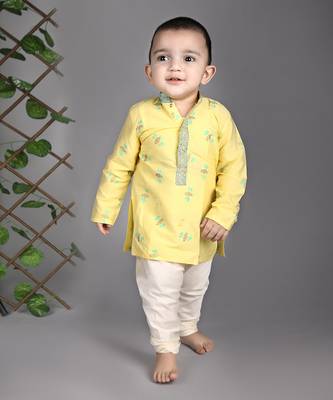 Yellow honey bee printed kurta set 1