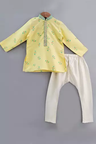 Yellow honey bee printed kurta set