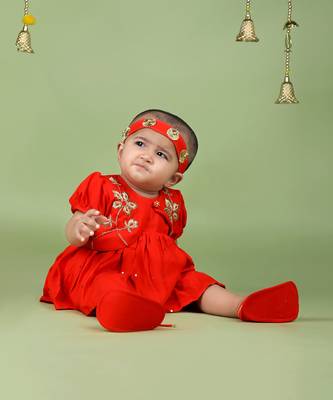 Red jamana girls dress 1
