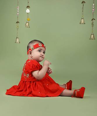 Red jamana girls dress 2
