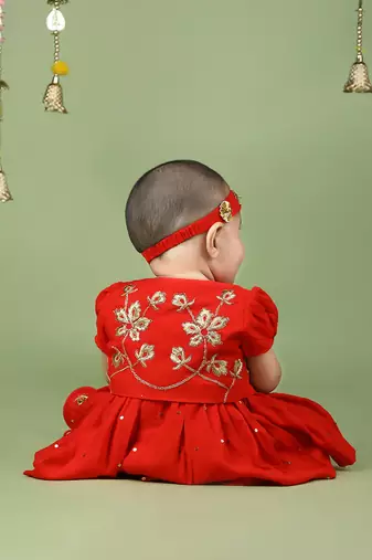 Red jamana girls dress