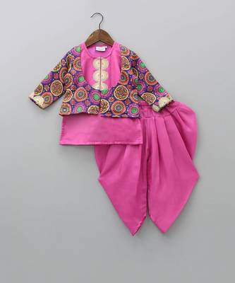 Bright print printed jacket and dhoti pant set 1