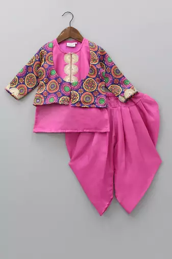 Bright print printed jacket and dhoti pant set