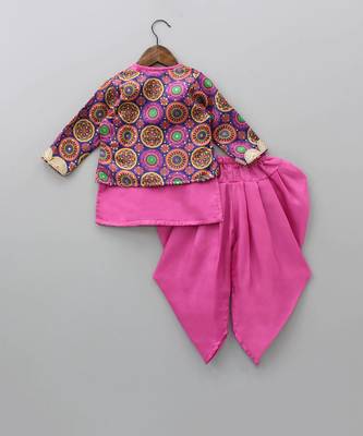 Bright print printed jacket and dhoti pant set 2