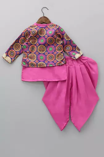Bright print printed jacket and dhoti pant set