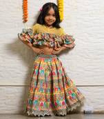 Multicolor multi layer frill ghagara set