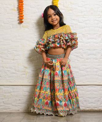 Multicolor multi layer frill ghagara set 2