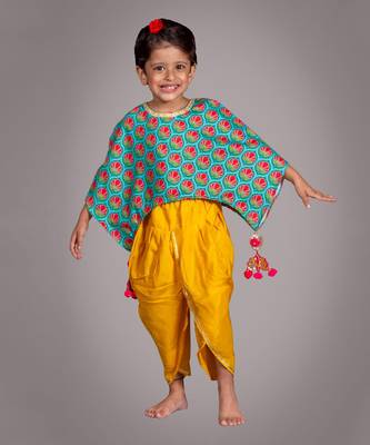 Blue printed ponchu with dhoti pant 1