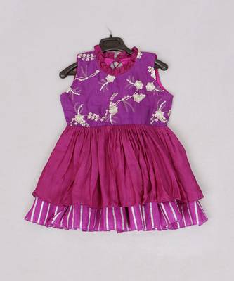 Purple heavy embroidered halter tie up dress 1