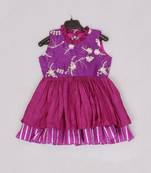 Purple heavy embroidered halter tie up dress