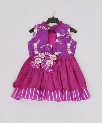 Purple heavy embroidered halter tie up dress 2