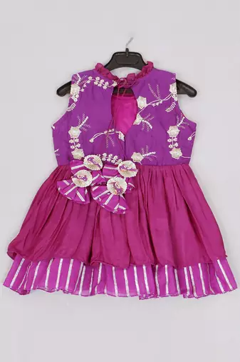 Purple heavy embroidered halter tie up dress